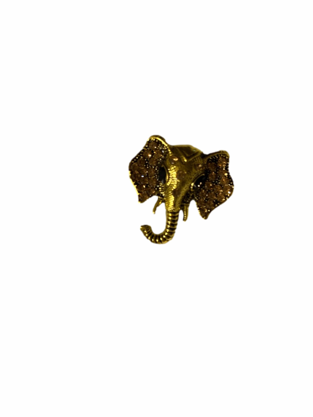 Elephant gold tone rhinestone brooch.